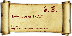 Hoff Bereniké névjegykártya